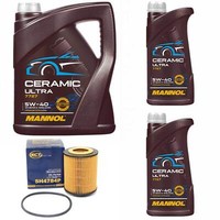 MotoröL Set Mannol 5W-40 Ceramic Ultra 7 Liter + ÖLfilter FüR Audi A6 Avant 3.2