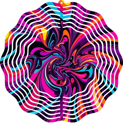 Psychedelic Swirl Wind Spinner 10'' Metal Colorful Kinetic Outdoor Garden 3D Art