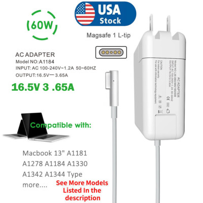 60W L-Tip AC Adapter Charger For Apple MacBook Pro 13'' 2006 2007 2008 2009 2010*