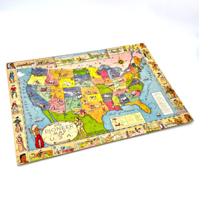 Platt & Munk Co. USA Puzzle Vintage 1939 Cowboys Western Natives 48 States