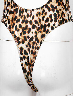 Men Sexy Lingerie Leopard Thong Bodysuit Leotard One Piece Wrestling Underwear |