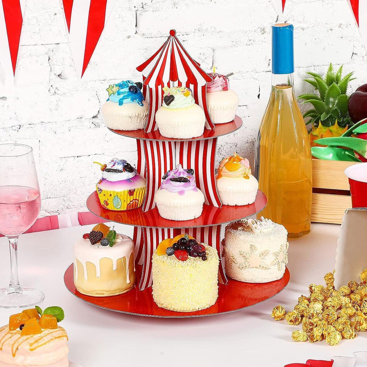 Carnival Cupcake Stand Tier Candy Plate Desk Cupcake Display