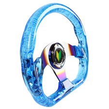 Jdm 6-holes 326mm Deep Dish Blue Crystal Bubble Burnt Blue Spoke Steering Wheel