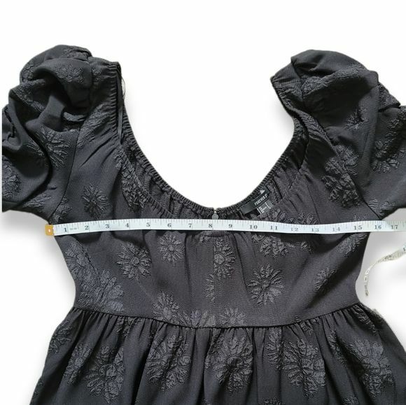 forever 21 black embroidered dress Chiffon Tiered Mini Dress in Black-white