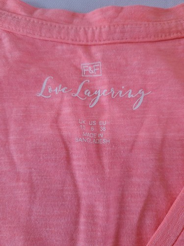 Ladies Beach Cover Up F&F Size 10 Neon Pink V Neck 7636 - Picture 4 of 11