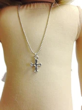 Silver Cross Necklace made for 18 inch Doll Girl Clothes Accessories