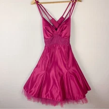 Vintage Jessica McClintock for Gunne Sax Y2K Pink Tulle Mini Dress Size Small