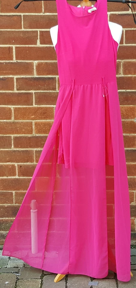 Debenhams Julian Macdonald Diamant Riemchen Kirschrot Langes Sommerkleid UK 8 - Bild 4 von 4