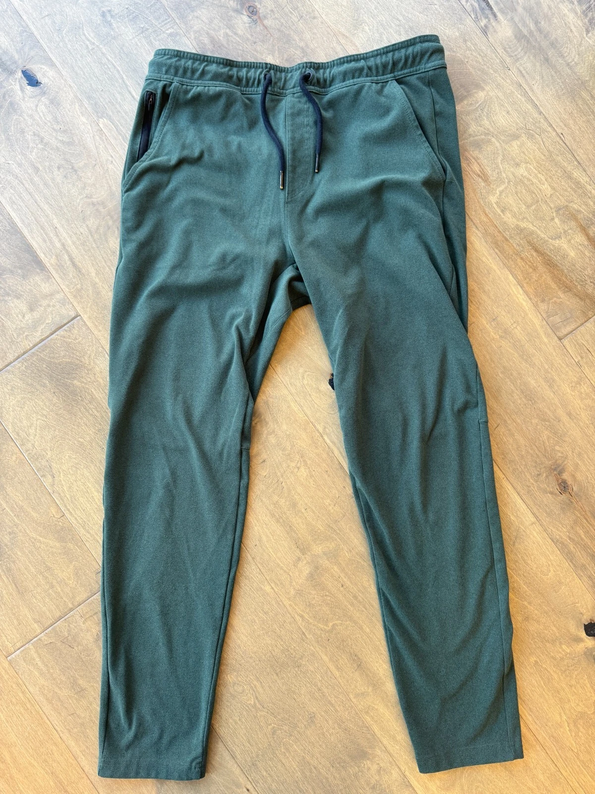 01.Algo Quick Dry Performance Stretch Pants Green Gym Joggers Men's Size Small