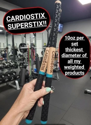Cardiostix Superstix 10oz Heavy Cardio Drumming Sticks Double Grip - USA Hickory