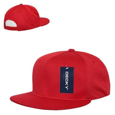 Decky 1128-RED 6 Panel Mesh Jersey Flat Bill Snapbacks - rot