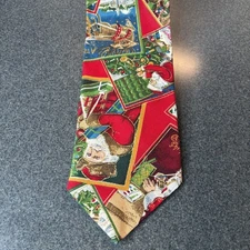 Mens Christmas Neck Tie North Pole Merry Reindeer Santa's List Holiday Polyester