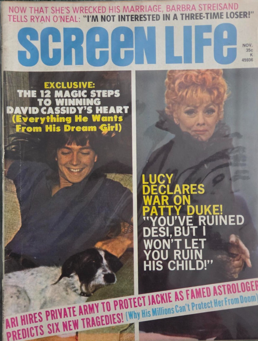Screen Life Magazine November 1972 David Cassidy Lucy cover