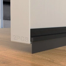 2 PCS Black Door Draft Stopper 39 inch Cuttable Weather Stripping Door Seal