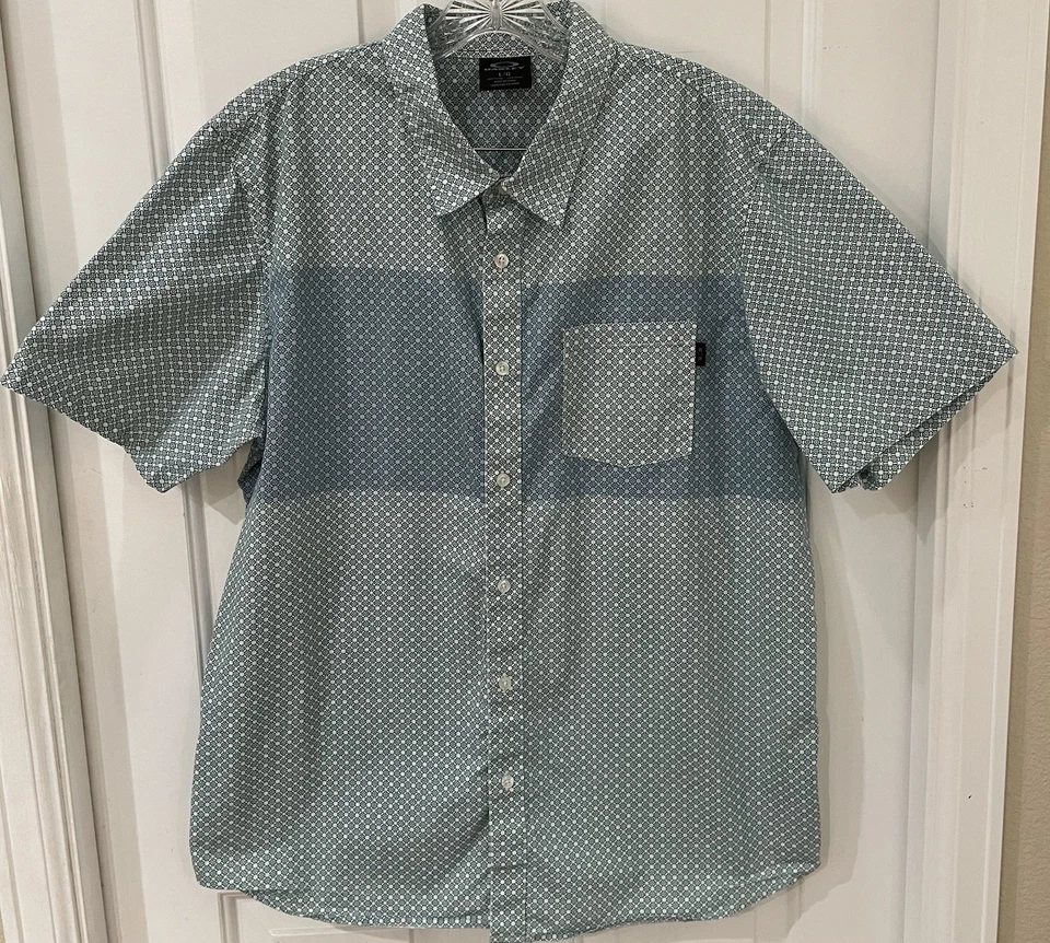 Oakley Button Up Shirt Mens Size Large Short Sleeve Cotton Teal - Image 2 of 4
