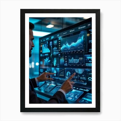Futuristisches Armaturenbrett Schnittstelle Conc gerahmtes Wandbild Poster Leinwanddruck Bild