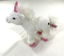 FAO Schwarz Toys R Us White Pink Stuffed Unicorn Plush 11 Animal 2013