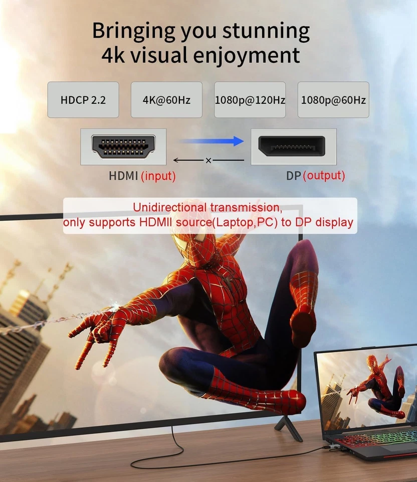 Lightweight HDMI to DisplayPort Adapter [2 Pack] - 4K Support with USB Power - Image 4 of 4