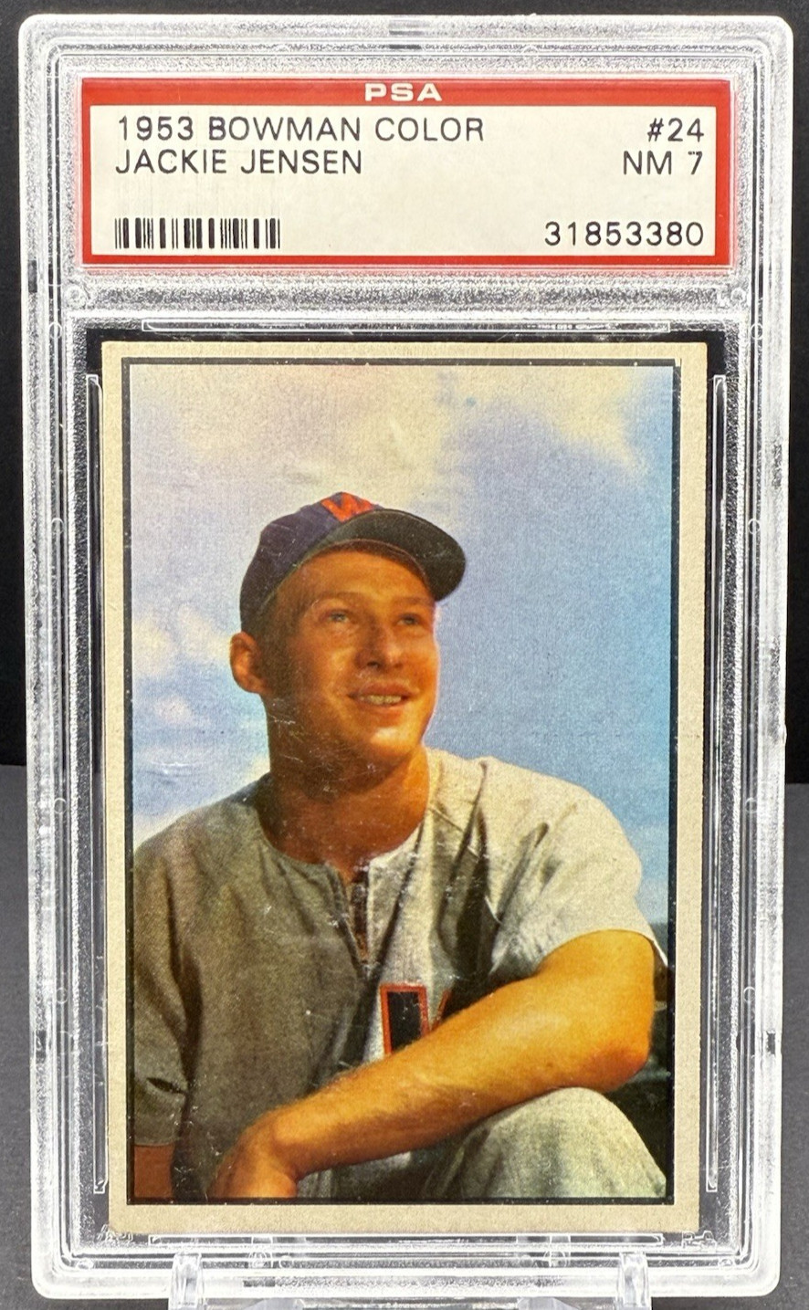 1953 Bowman Color Jackie Jensen PSA 7 NM Washington Senators Card #24      cc23
