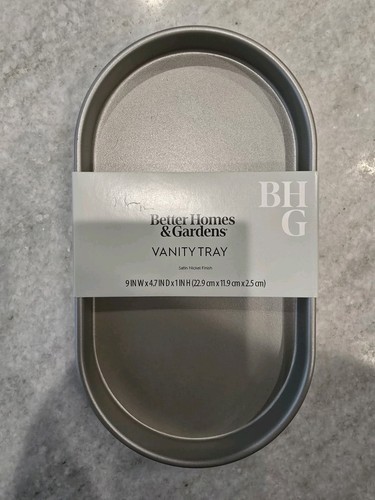 Better Homes & Gardens Satin Nickel Metal Accessory Tray 9in*4.7in Vanity Tray 3 - Picture 5 of 5