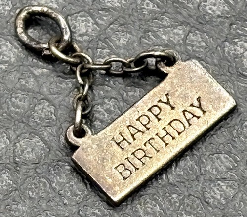 Wells Sterling Silver Happy Birthday Banner Dangle Charm Or Pendant Vintage