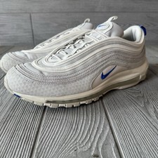Nike Air Max 97 Premium da uomo taglia 12 puro platino bianco blu da corsa 312834-009
