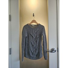 Fendi Gray Braided Cable Knit Crewneck Sweate...