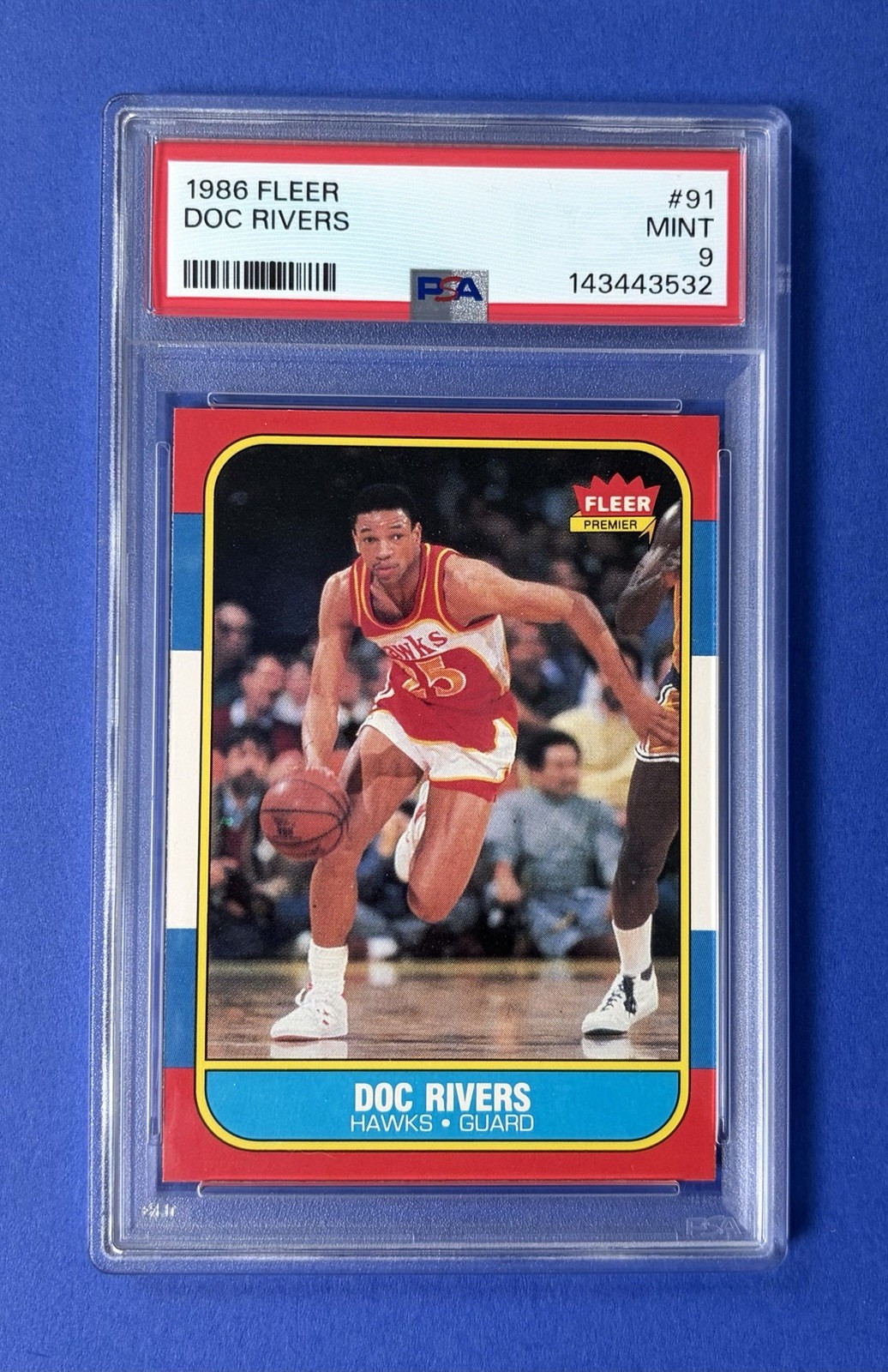 1986 Fleer Doc Rivers Atlanta Hawks #91 PSA 9 MINT