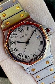 Cartier Santos Octagon Mens Watch LM 30mm 18K SS Quartz Ref. 187902 W2001583