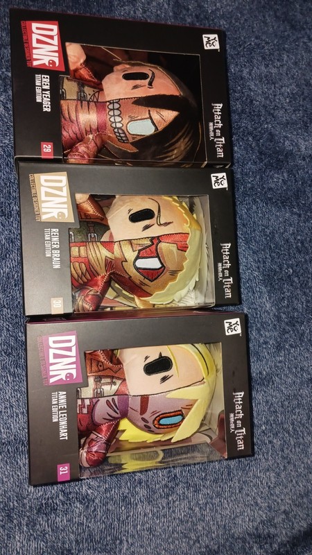 Attack on Titan 7in plush. Eren Yeager, Annie Leonhart, Reiner Braun Dznr set 