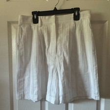 Skies Are Blue Double Pleated Striped White Women's Shorts Size Medium