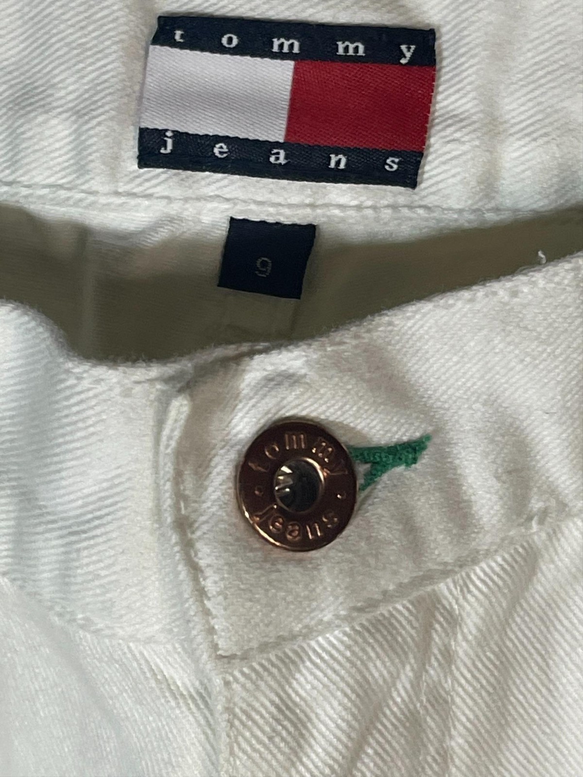 tommy jeans capris short pants white zip up button pockets cotton size 9  waist image 7