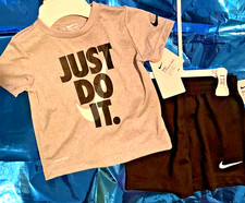 New Boy's Gray Black Nike Just Do It 2 pc shorts set Size 6