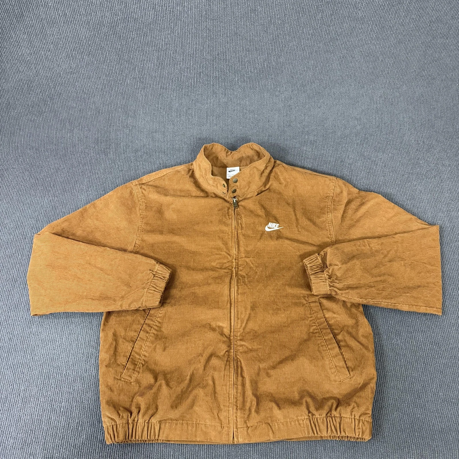 Nike Jacket Mens Medium Brown Corduroy Full Zip Stand Collar Pockets Windbreaker