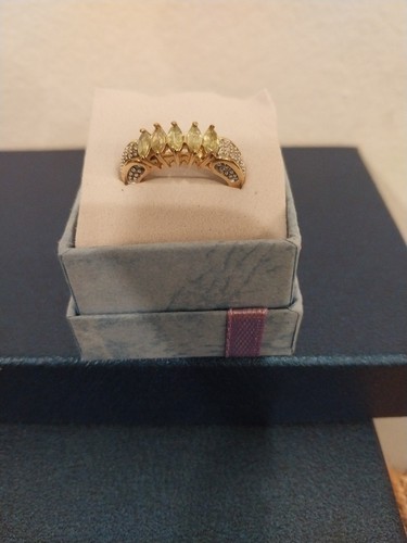 GORGPremium Sphene, White Zircon Ring/18K Vermeil YG/Sterling Silver (Sz 5 OR 7) - Picture 19 of 20