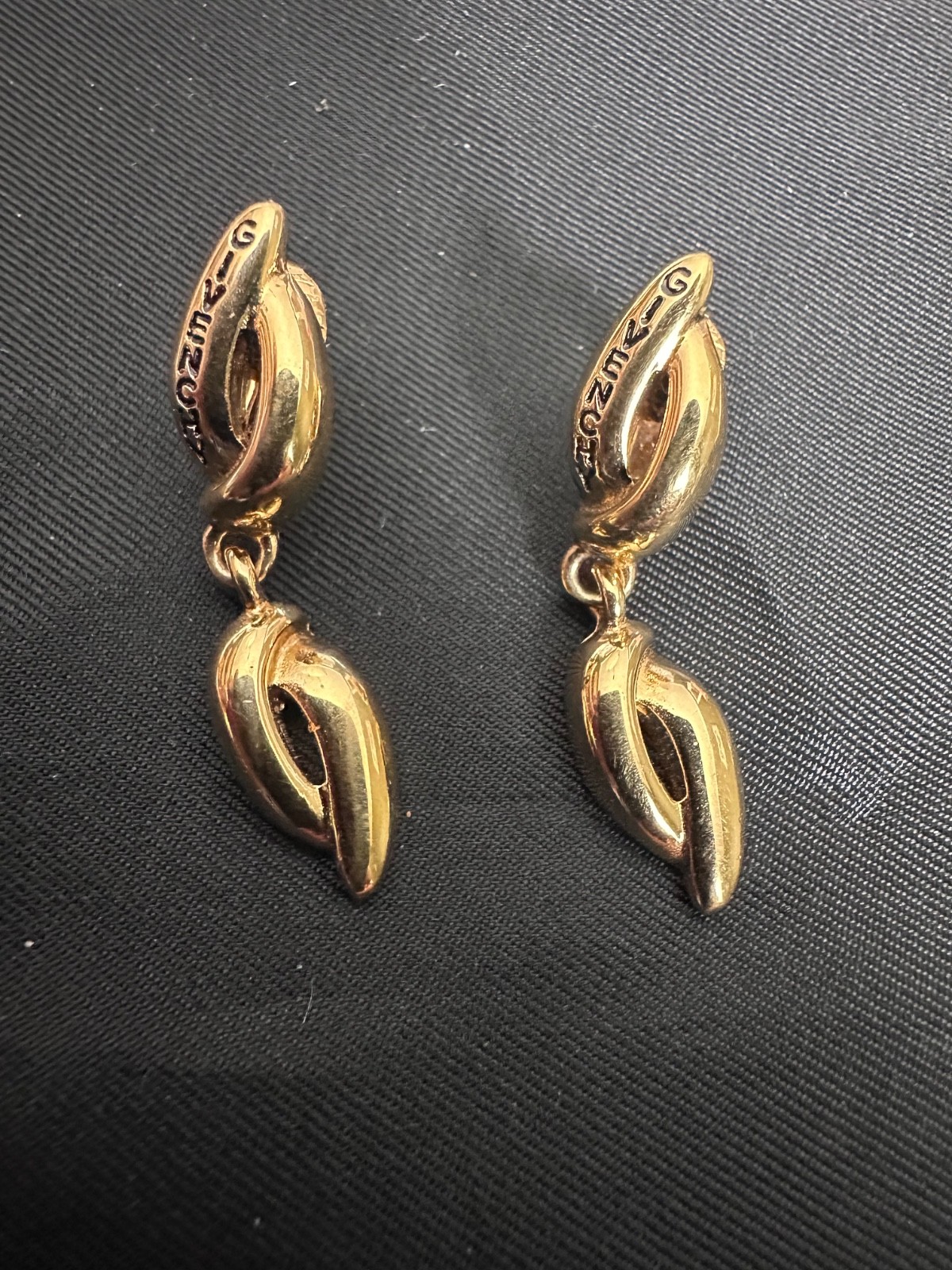 Vintage Givenchy Style Gold Tone Knotted Dangle Earrings - Signed Designer
