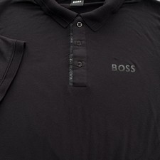 HUGO BOSS Polo Shirt Mens XL Black Short Sleeve Collared Logo Regular Fit