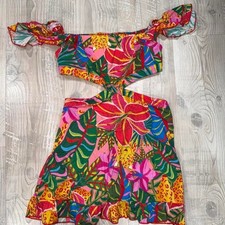 SHEIN Travachic Tropical Print Hem Dress, Medium