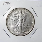 1940 P Walking Liberty Half Dollar 50 Cent US Silver Coin