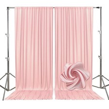2 PCS Light Pink Backdrop Curtains 10x7 Ft Satin Wedding Party Photo Drape