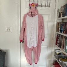 Pink Unicorn Bodysuit One Piece Costume Pajamas Adult Unisex Small Jumpsuit