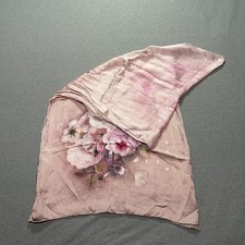 66" x 19" Old Shanghai Silk Rectangle Scarf Women OSFM Floral Flower Indie Pink