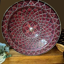 Moroccan Red Peacock Huge Serving Dish Bowl Display Wall, Table Centerpiece 17x4