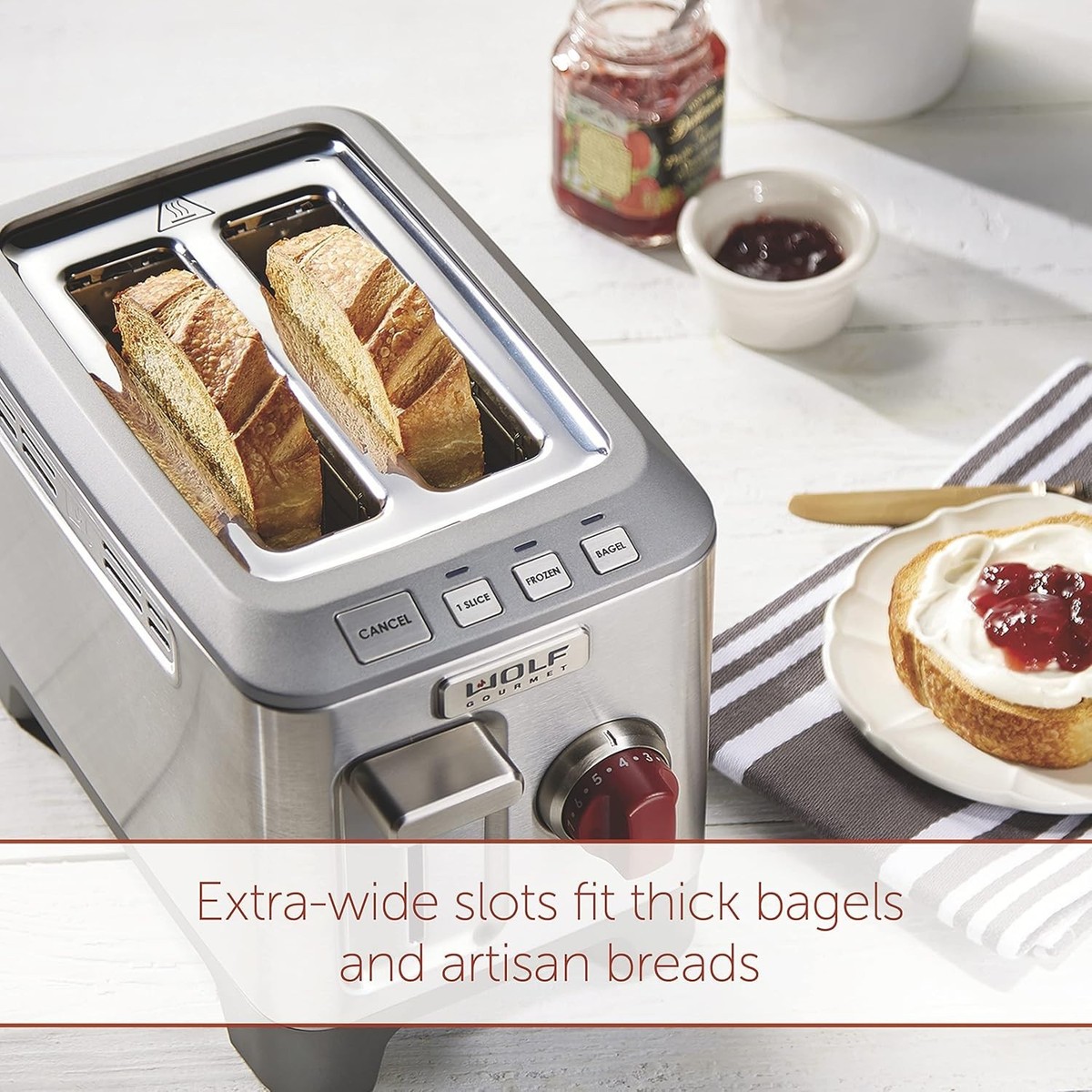 Wolf Gourmet 2-Slice Extra-Wide Slot Toaster Red Knob (WGTR152S
