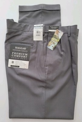NEW $100 HAGGAR 38x32 Premium Comfort Wrinkle Free CLASSIC FIT Dress Pants  Pleat | eBay