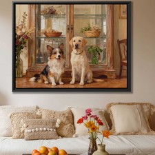 Oil Painting Dog Artwork Corgi Canvas Print Labrador Art Decor Living Room Art