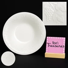 Gibson FRUIT OFF WHITE White Stoneware Raised Embossed Fruit Rim Serving Bowl