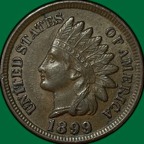 1899 Indian Head Cent Almost Uncirculated AU Coin #34048