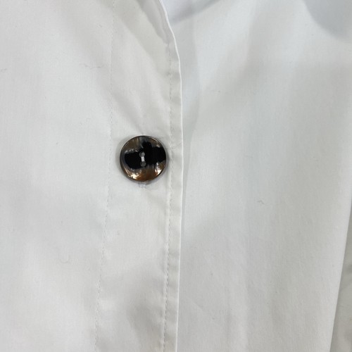 Ming Wang Top Small White Ruffle Poplin Collar 3/4 Sleeves Button Down Lagenlook - Picture 3 of 12