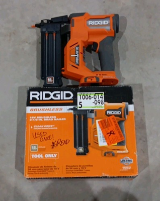 #ad RIDGID 18V 18 Gauge Brushless Brad Nailer Orange R09891 Tool Only *READ* $99.99